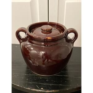 Antique Bean Pot with Lid USA Excellent Condition